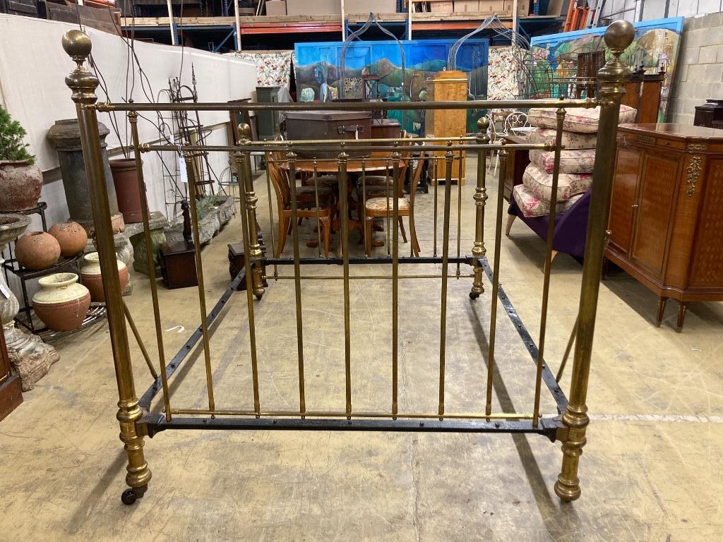 A Victorian style brassed metal bedframe, width 154cm length 200cm